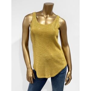 Cache Vintage 90s Metallic Gold Sleeveless Stretchy Knit Tank Top Size S